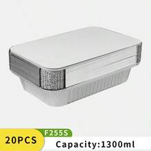 20个一次性加厚铝箔长方形餐盒，外卖盒，耐热，适用于烤箱和空气炸锅 - 銀色 - 查看 11