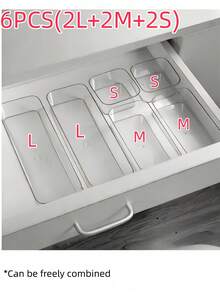 4/5/6/7/8/11pcs Desktop Cosmetic Storage Box, Combination Transparent Plastic Drawer Organizer Set, Transparent Vanity Storage Box, Exquisite Storage Box, Desktop Drawer Divider Organizer Box And Storage Bin, Suitable For Cosmetics, Jewelry, Small Tools In Kitchen, Bedroom, Bathroom, Office, Party Desktop Drawer Decor - Clear - View 17