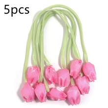 5 piezas/paquete Capullos de flores de tulipán con cinta de doble cara, decoración floral para el hogar, suministros de embalaje de regalos, accesorios de ropa, decoraciones de lazos DIY - Tulipán de cinta - Ver 20