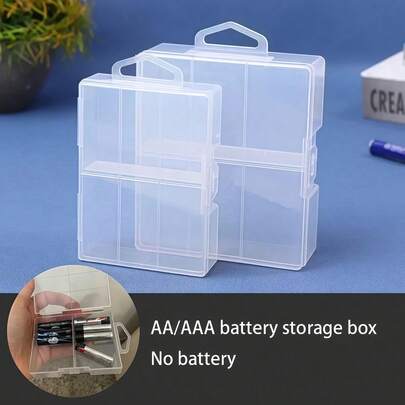 1pc AA/AAA Battery Storage Box, Holds 24 Batteries, Transparent Material, Lead-Free, Portable & Space-Saving
