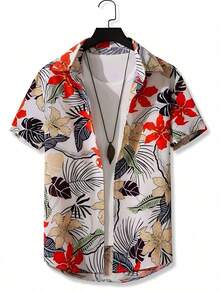 Summer Hawaiian Floral Short Sleeve Polo For Men - A508D-aL23676 - View 3