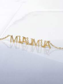 Nooxian 1pc Stainless Steel "MAMA" Letter Necklace, Suitable Gift For Mother's Day - Yellow Gold - View 5