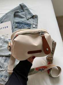 1 Stück vielseitige Blumen-Applikation kleine Umhängetasche, Schultertasche, Handytasche geeignet für Reisen, Urlaub, Einkaufen - Beige - Übersicht 9