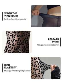 1 chiếc quần tất in họa tiết da báo, tất đen gợi cảm hoang dã dành cho nữ, tất mỏng trong suốt, tất đa năng cho các bữa tiệc hộp đêm. - màu đen - Xem 2