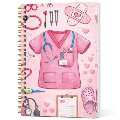 Trees 粉色护士笔记本/日记本，适合护理学生学习计划、护士笔记簿，可爱护士礼物