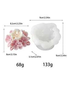 3D绣球花硅胶蜡烛模具 - DIY蜡烛/石膏/肥皂模具，浪漫母亲节/婚礼/生日礼物，家居装饰/礼品包装 - 繡球花系列-矽膠模具 - 查看 7