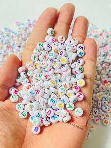 100/200/500颗字母珠，用于珠宝制作DIY串珠字母图案时尚名字手链项链，手工工艺品材料，适合女性小型企业 - 彩色 - 查看 7