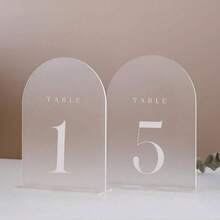 White Arched Wedding Table Numbers 1-15/1-20/1-30 With Stands, 5x7 Inch White Acrylic Arch Sign With Numbers, Acrylic Table Numbers For Wedding Reception - View 9