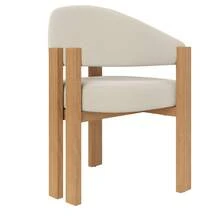 Set Of 4 Ergonomic Dining Chairs With Thick Padding, Sturdy Iron Legs And Wood Look – Breathable And Easy To Clean, Ideal For The Bedroom, Dining Room And Living Room. - Beige + Natural Color + Flannel + Metal + 4 Handles - View 9