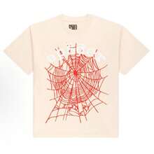 Sp5der Spider Letter Graphic T-Shirt , Hip Hop Streetwear Oversized Tee ,Casual Cotton Shirt, Pink Color - Apricot - View 4
