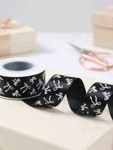 1 Rollo de 5 Yardas de Cinta de Satén Negro de Alta Densidad de Poliéster, Textura Suave, Adecuada para Envolver Ramos del Día de la Madre, Decoración de Coronas de Boda, Decoración de Fiestas, Embalaje de Pasteles, Decoración de Fiestas de Cumpleaños, Accesorios para el Cabello DIY y Suministros de Costura - Arco negro - Ver 12