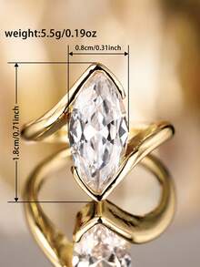 1 PC Elegant Cubic Zirconia Ring For Women For Wedding Engagement Anniversary Party Band Jewelry Valentine's Day Gift - Gold - View 9