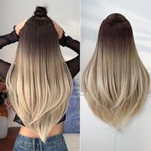 HEYPINK Tóc nối kiểu V-clip màu đen nâu chuyển sắc, đỏ rượu chuyển sắc, nâu chuyển sắc, đen nâu chuyển sắc, dài 22 inch, chất liệu sợi tổng hợp chịu nhiệt, phù hợp cho nữ giới dịp Giáng sinh, Halloween, các bữa tiệc lễ hội âm nhạc và sử dụng hàng ngày. - Dark Brown - Xem 14