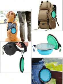 1pc Blue & Green Pet Travel Bowl, 3 Interchangeable Modes, With Secure Lid Easy To Clean, Suitable For Dogs Outdoor Travel Camping Hiking, Ideal Pet Gift - Multicolor - View 7