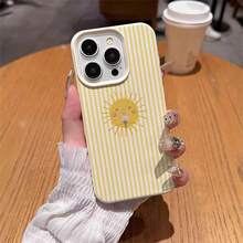 1pc TPU Material Yellow Striped Bouquet Sun Pattern Phone Case Suitable For IPhone 17 Pro Max/17/16 Pro Max/15/13/12/11, S20 FE/A15/S24/A55, Note 11/Note 12/Note 13 Pro, Full Coverage Anti-Drop Soft Protective Phone Case,International Version, Not The Domestic Version - White - View 4