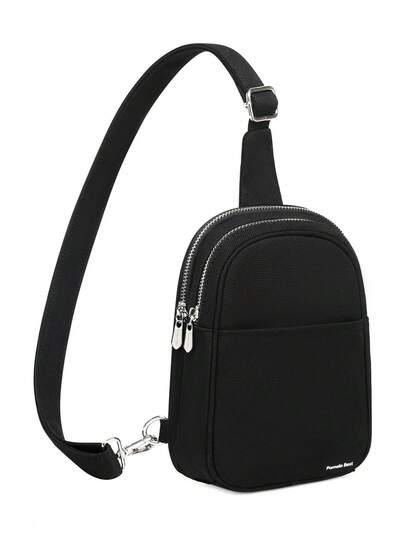  Pomelo Best Men's Canvas Chest Bag, Adjustable Sling Crossbody Bag For Sports Cycling Camping - Black