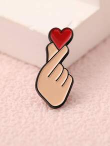1 chiếc ghim cài hình trái tim, thiết kế trái tim màu đỏ nâng ngón tay, điểm nhấn cho trang phục, món quà nhỏ mang ý nghĩa chữa lành. - Nhiều màu - Xem 1