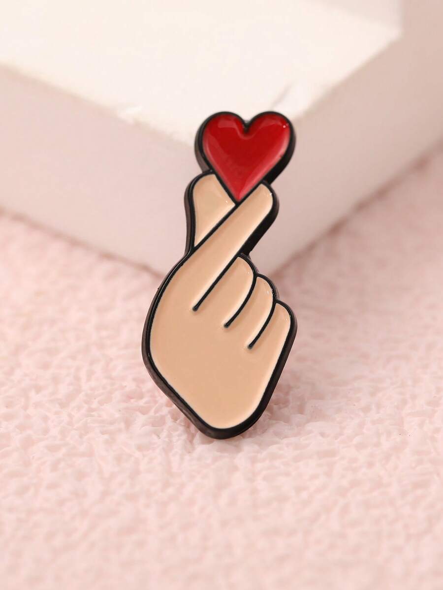 1 chiếc ghim cài hình trái tim, thiết kế trái tim màu đỏ nâng ngón tay, điểm nhấn cho trang phục, món quà nhỏ mang ý nghĩa chữa lành. - Nhiều màu - Xem 1