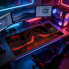 Anime Hand Seal Red & Black XXL Extended Gaming Mouse Pad, Large Desk Mat With Non-Slip Rubber Base, Stitched Lock Edge Washable Desktop Pad, Suitable For Gaming Setup Home Office, Ideal Gift For Gamers & Anime & Aesthetic Fans - View 9