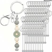 1/3/6/12/24/36 Beaded Keychain Strips, Alloy Blank Beaded Keychain DIY Keychain Accessory Kit, For Pendant Jewelry Making Gifts - One Size - View 7