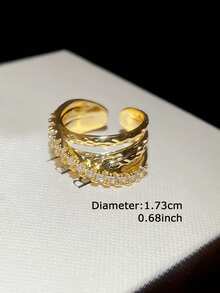 1 chiếc nhẫn đồng sang trọng, tinh tế, đính đá Zirconia hình thánh giá, thiết kế độc đáo, thanh lịch, thích hợp cho các buổi tiệc, họp mặt, tiệc chiêu đãi. - Vàng - Xem 3