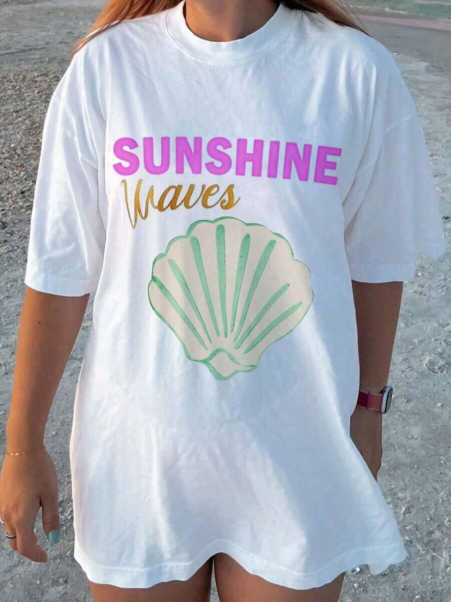 Summer TopsWomen Y2k Oversized Graphic Tees Floral Print Short Sleeve Crewneck T Shirts Loose Fit Summer   Tops For Teen Girls Aesthetic Clothes 2000s Beach Shirts For Women StreetwearLoose And Comfortablesummer Clothes Summer Outfits For Women - 紅白色 - 查看 1