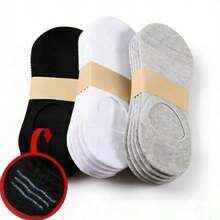 5 Pairs Black Breathable Low-Cut Casual Boat Socks For Men, Thin Pure Cotton Invisible Socks For Travel & Summer - Multicolor - View 3