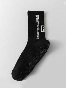 1/2/4 đôi tất thể thao nam màu đen trắng, thiết kế chữ tùy chỉnh, đế silicon chống trượt, tất bóng đá lưới thoáng khí, co giãn cao, thấm hút mồ hôi. - Nhiều màu - Xem 14