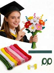 573件/423件清洁管工艺套装。适用于DIY花束制作、手工工艺品和礼品制作，以及生日、婚礼、毕业典礼、母亲节和其他场合。 - 彩色 - 查看 4