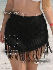 Women's Beach Cover-Up Skirt/Top, Knitted, Summer Fashion, Poolside/Beachwear, 2 In 1 - Cát - Xem 2