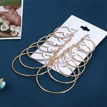 BMOR 12Pairs/6Pairs Simple Punk Hoop Earrings Set Big Circle Earrings Jewelry For Women Girls Ear Hoops Earring Round Oversized Earrings - Hoop Earring Set - View 9