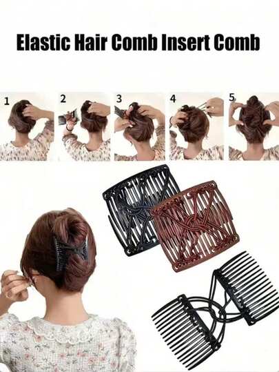 1 st/2 st mode elegant magisk hårkam, justerbar elastisk dubbelkam hårspänne lämplig för kvinnor med tjockt, lockigt, glest hår för frisörsalong skönhet resor viktigt, hårprodukter, hem sova badrum dekor hårstyling kit hårverktyg kit, sommar, semester