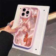 水波纹蝴蝶 78plus 防震软壳，简约优雅气囊设计，适用于 14 Pro Max、Apple 13、XS Max、新款 12 Pro、XR 防摔、磨砂 11、男女通用 13、15 PRO 软壳、15 保护套 - 粉色 - 查看 4