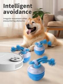 1 pieza Pelota de juego para perros felices, juguete para perros con 3 modos interactivos - Pelota para masticar adecuada para perros pequeños, medianos y cachorros - Azul y blanco - Ver 4