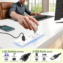 EnHomee 39.3"W Office Gaming Desk With Adjustable Monitor Stand, LED Lights & Power Outlet For Small Space - Xem 7