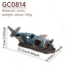 Accesorios decorativos de resina en forma de casas para evitar que los peces y camarones, y aviones de combate, para decoración de acuarios - A - Ver 15