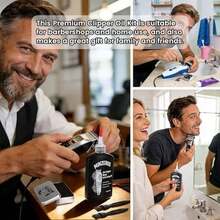 Premium Clipper Lubricating Oil 4.05oz/120ml For Clippers Blade Corrosion & Trimmers, Groomers, Hair Clipper Oil With 2 X Clean Brushes And 1 X Quick Lubrication Box For Barber & Home Use And Gift - BLACK-SET - 查看 7