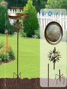 1pc Vintage Outdoor Bird Bath, Metal Bird Feeder, Outdoor Bird Bathtub, Hummingbird Feeder, Suitable For Garden, Yard, Patio And Lawn Decor, Outdoor Decoration, Ideal Gift For Bird Lovers, Attracts Wildlife, Perfect Garden Decor - Multicolor - View 3