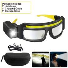 1000mAh LED Headlamp With Motion Sensor, USB-C Rechargeable, IP44 Waterproof, Rotatable Beam, Multiple Brightness & Flashing Modes, Ultra-Bright Hands-Free Light For Night Sports, Repair/Crafting, Fishing & Outdoor, Easter Gift Idea - Storage Bag+Lamp - View 11