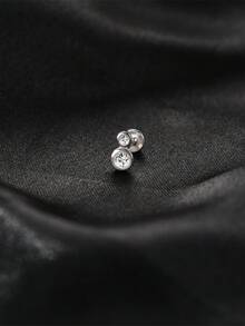 1件女款莫桑石925純銀耳環，經典浪漫耳釘，平背式軟骨與耳垂耳環，適合日常穿戴、婚禮、訂婚及其他場合，精緻珠寶 - 銀色 - 查看 5