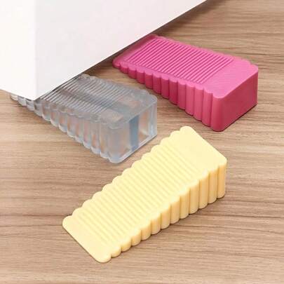 4pcs Anti-Slam Door Stoppers, Creative Matte Plastic Door Wedges, Floor Protection Safety Door Blocks, Anti-Collision Door Stops, Heavy Duty Draft Stoppers, Universal Carpet/Tile Door Wedges, Multi-Function Door Clips For Kids & Pets, Random Colors, Essential For Apartment & Dorm
