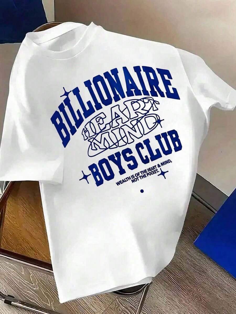 Herren Baumwoll-T-Shirt mit Billionaire Club Sternmuster – Bequem, weich, atmungsaktiv – Frühling & Sommer, Unisex, Ganzjahres Oberteil - Weiss - Übersicht 1