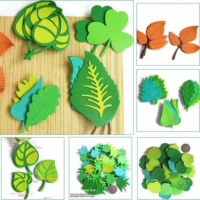 Trang trí tường bằng xốp EVA mềm mại chủ đề lá cây, decal dán tường hình thân cây và lá phong tự làm, trang trí phong cách xanh tự nhiên phù hợp cho trường mẫu giáo, nhà trẻ, hành lang.