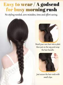 Synthetic Braided Wig, Elastic Hairband Ponytail, Slouchy Hairstyle Long Braid Fake Ponytail - Multicolor - View 5