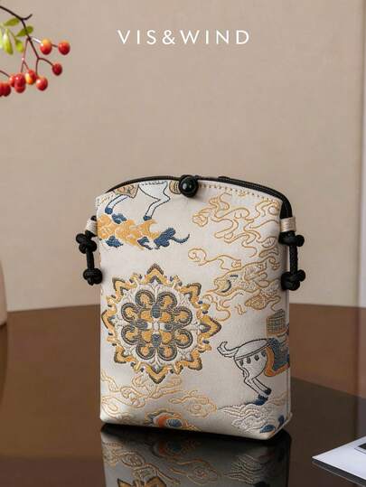 Túi đeo chéo vải thêu họa tiết phối màu mùa xuân, túi đeo vai đựng điện thoại thời trang retro dành cho nữ, thiết kế tay cầm đơn, khóa cài, phù hợp cho đi làm hàng ngày, hoạt động ngoài trời, du lịch, leo núi và mặc thường ngày.