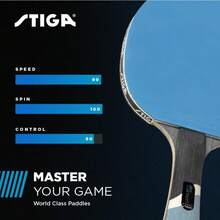 STIGA Pro Carbon Performance-Level Table Tennis Racket with Carbon Technology for Tournament Play - Red and Blue Colors - como en la foto - Ver 5