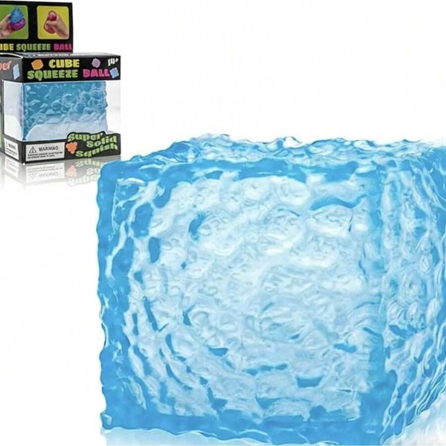 减压魔方，新颖水立方体纹理挤压玩具，慢回弹指尖玩具，柔软感官玩具，缓解焦虑放松，独特的成人桌面手指玩具 - 彩色 - 查看 1