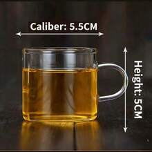 Bộ tách trà thủy tinh chịu nhiệt mini 100ml có tay cầm, thích hợp cho gia đình, văn phòng, bữa sáng, uống sữa, nước ép, gồm 2/4/6/12 chiếc, quà tặng tân gia. - Nhiều màu - Xem 6