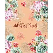 Address Book: 8x10 Contact Notebook Organizer A-Z Alphabetical Sections Large Print Succulent Peony Rose Flower Design Orange - como en la foto - Ver 5