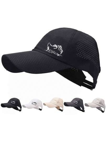 1pc Solid Color Fishing Graphic Print Baseball Cap, Polyester Breathable Sun Protection Snapback Hat, Versatile For Daily Wear, Suitable As Christmas, Mother's Day, Father's Day, Teacher's Day, Birthday Gift For Family, Friends, Boyfriend/Girlfriend